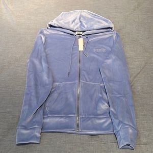 Victoria secret top, velour full zip hoodie, size XS, periwinkle blue